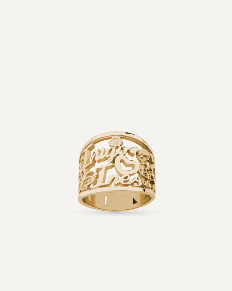 ANILLO PERSONALIZADO CON NOMBRES EN ORO