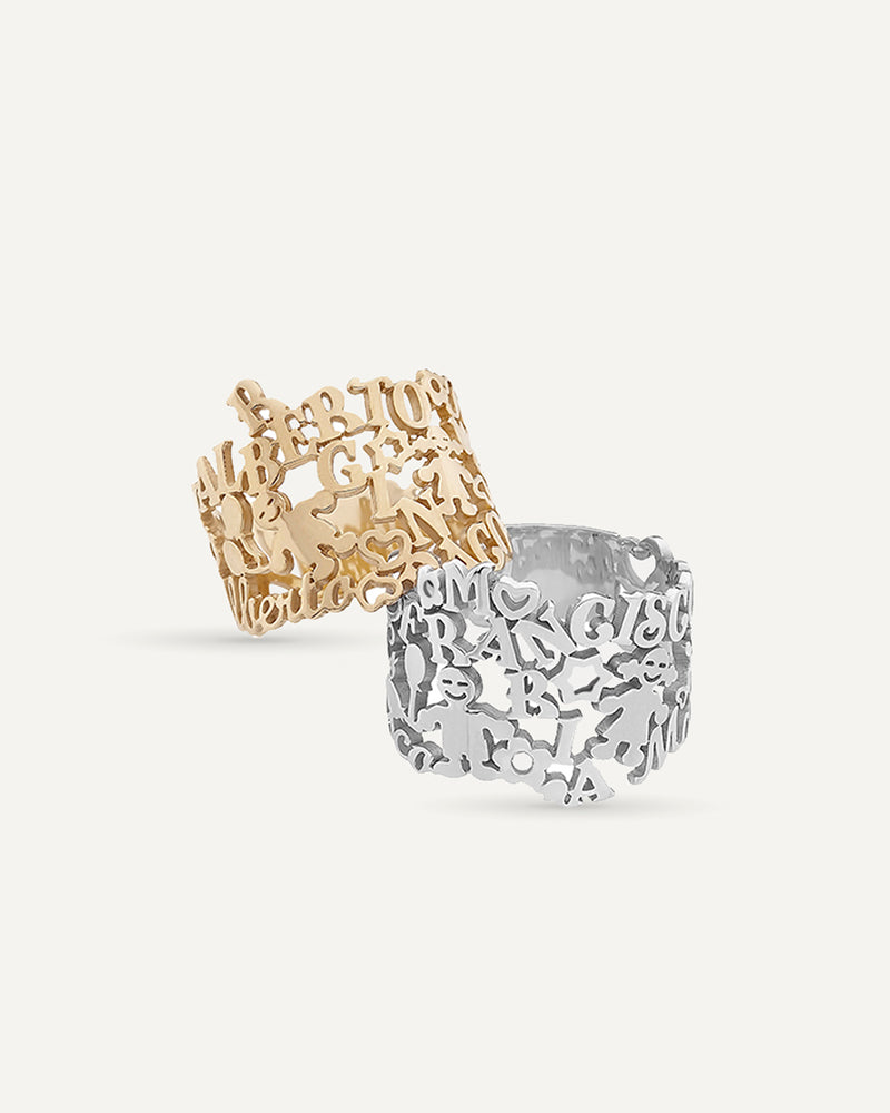 ANILLO PERSONALIZADO CON NOMBRES EN ORO