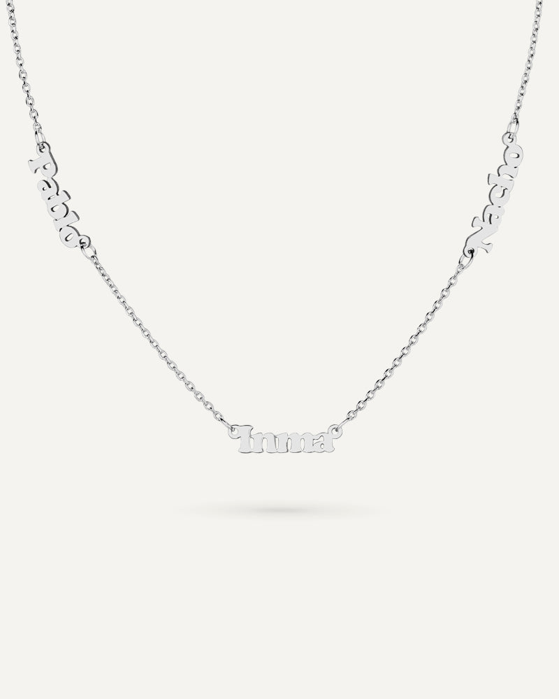 COLLAR PERSONALIZADO CON 3 NOMBRES EN PLATA DE LEY