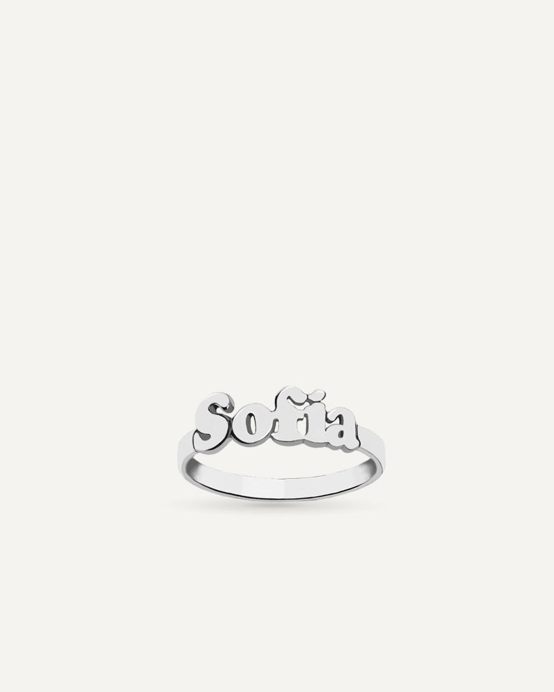 ANILLO PERSONALIZADO CON NOMBRE EN PLATA DE LEY
