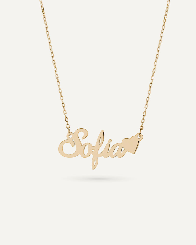 Collar con nombre y motivo personalizado en oro de 18kt