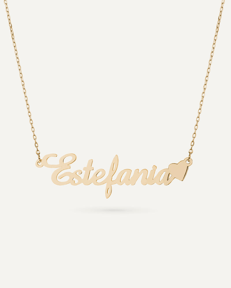 Collar con nombre y motivo personalizado en oro de 18kt