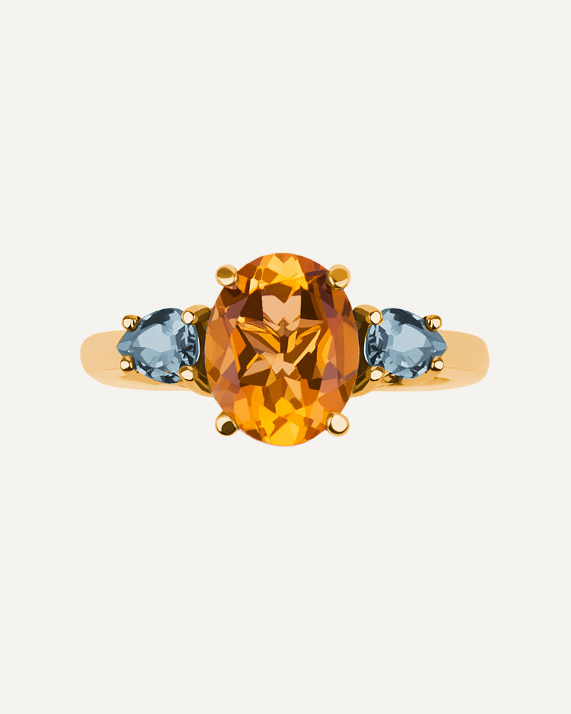 ANILLO OVAL CITRINO Y SKY