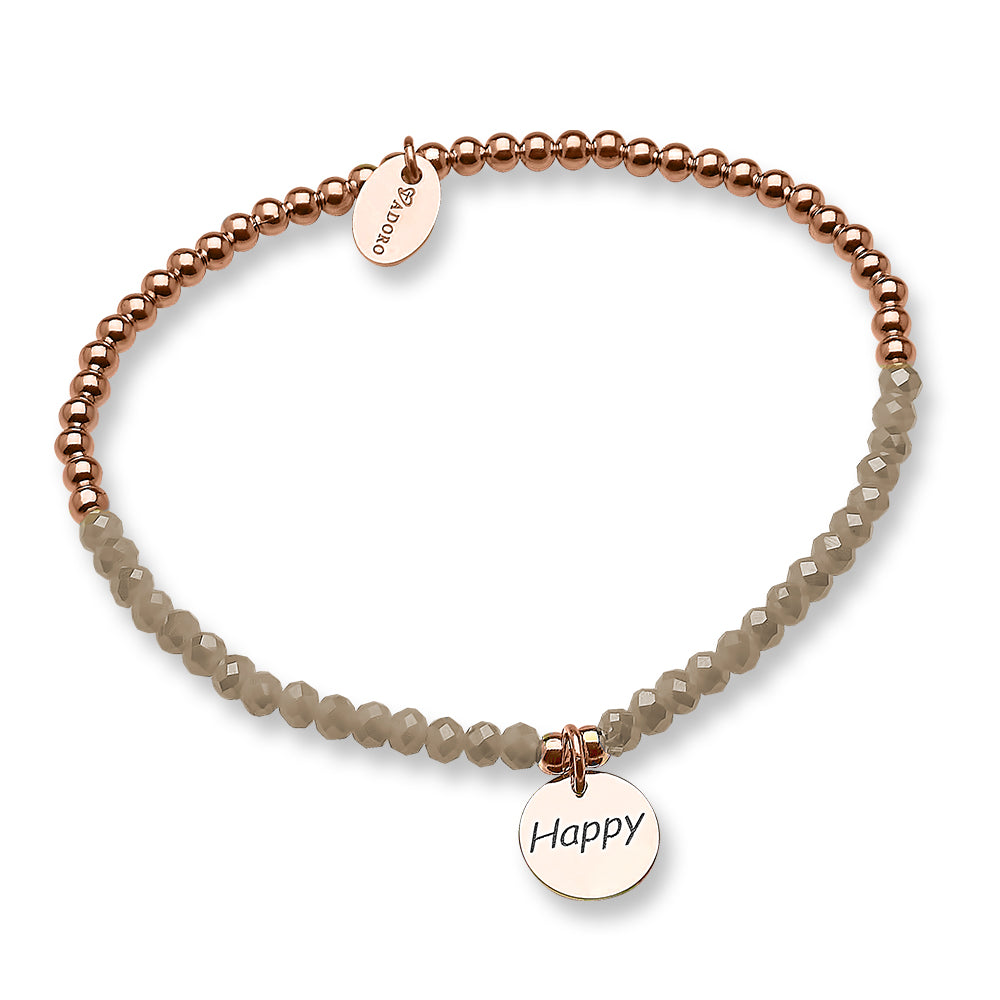 Pulsera Plata Happy Con Baño De Oro Rosa