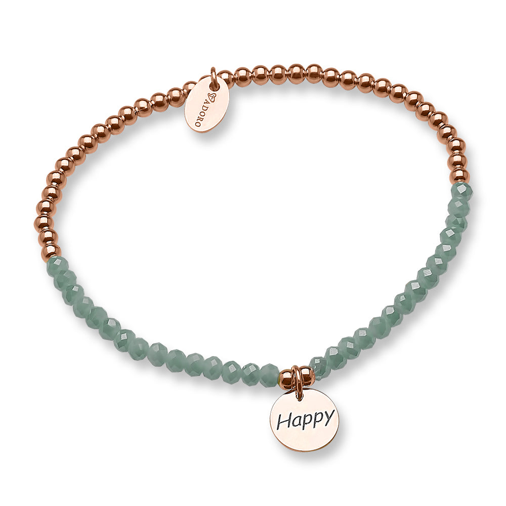 Pulsera Plata Happy Con Baño De Oro Rosa