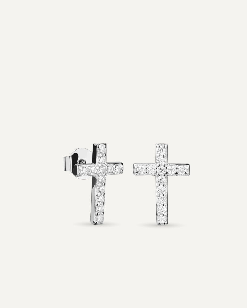 Pendientes cruz circonitas