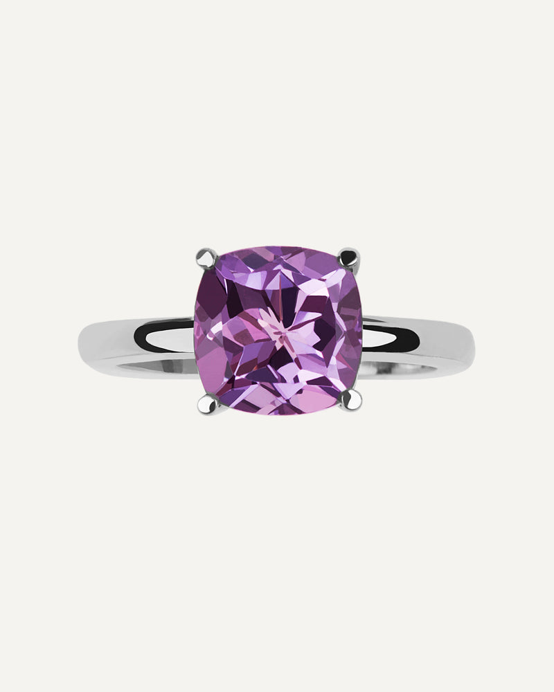 ANILLO CUSHION AMATISTA MORADA