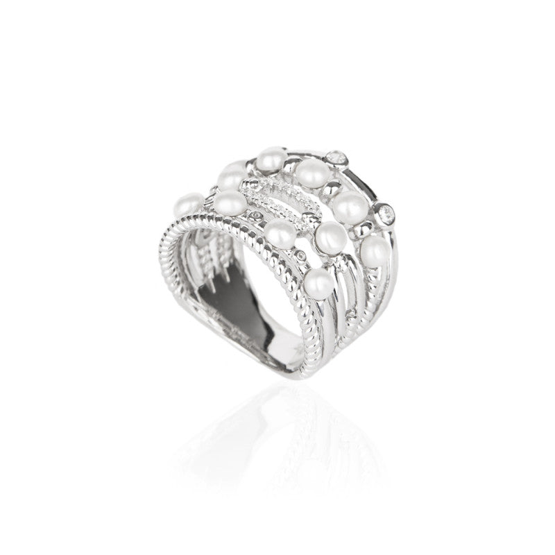 ANILLO CON PERLAS Y CIRCONITAS - ELEGANCE