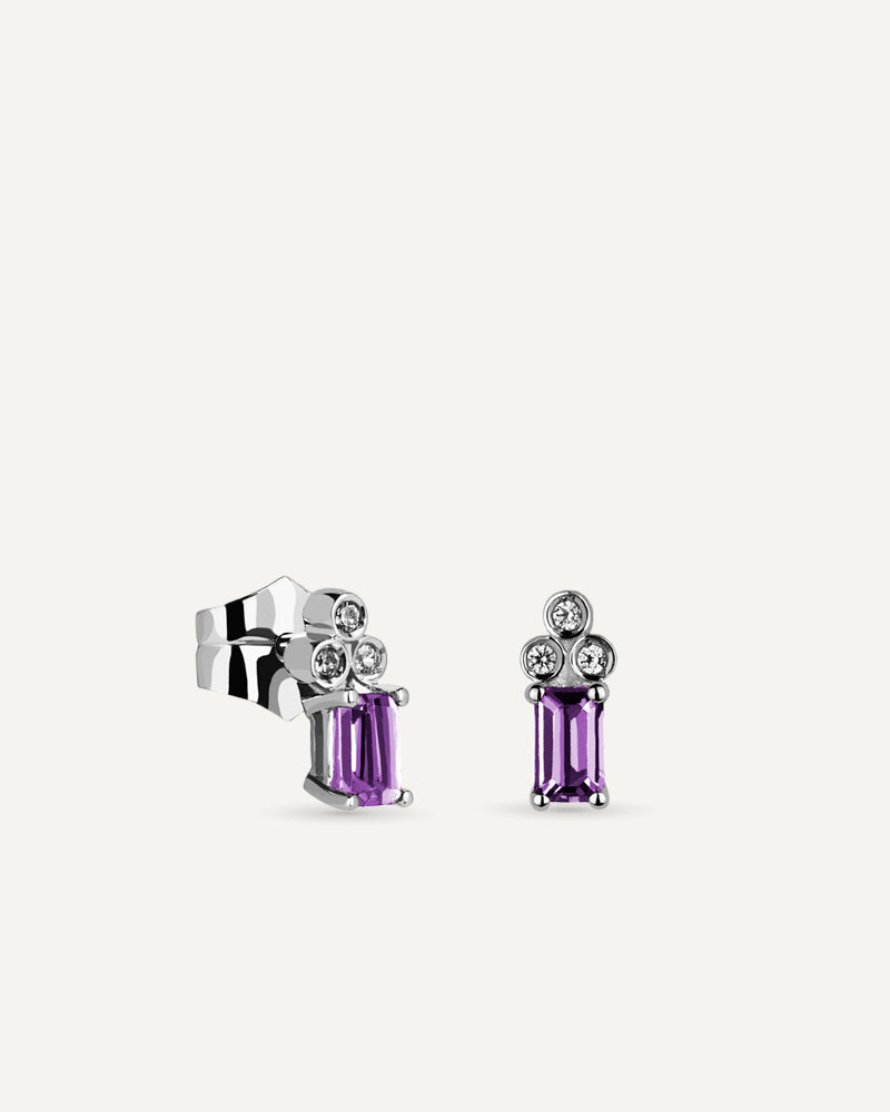 PENDIENTES AMATISTA TALLA OCTOGONAL