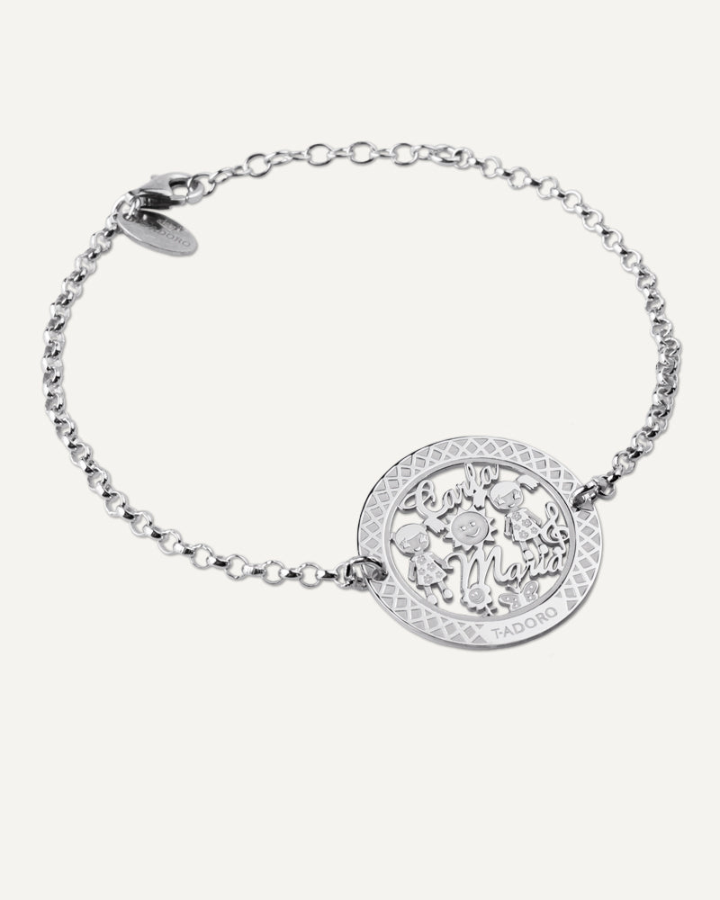 Pulsera exclusive en plata de ley personalizada con nombres.