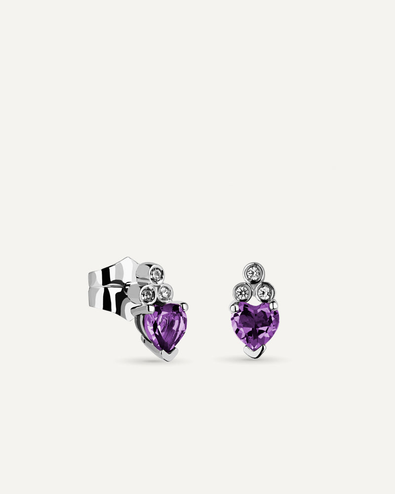 PENDIENTES AMATISTA TALLA CORAZÓN