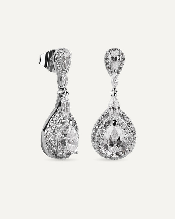 Pendientes BRILLIANT CUT en plata de ley y circonitas Excellence star cut.