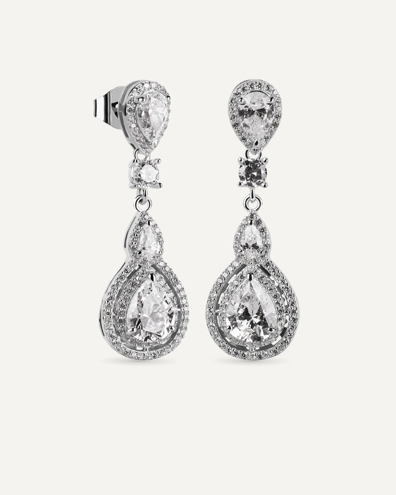 Pendientes BRILLIANT CUT en plata de ley y circonitas Excellence star cut.