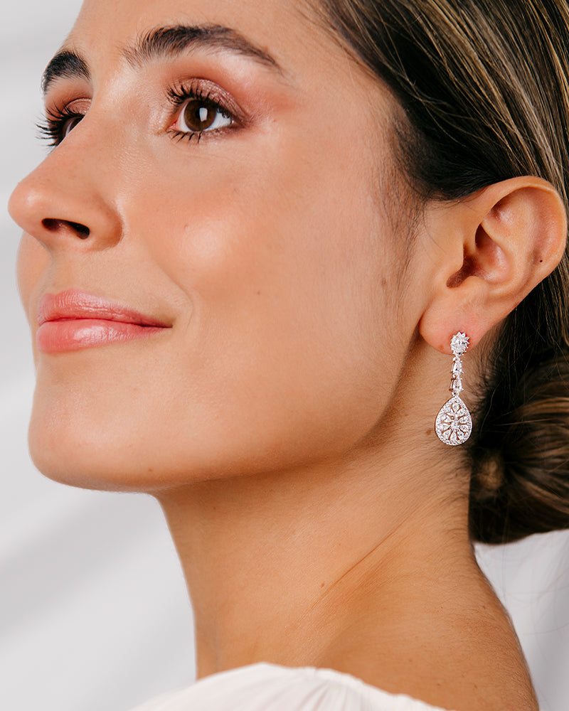 Pendientes BRILLIANT CUT en plata de ley y circonitas Excellence star cut.