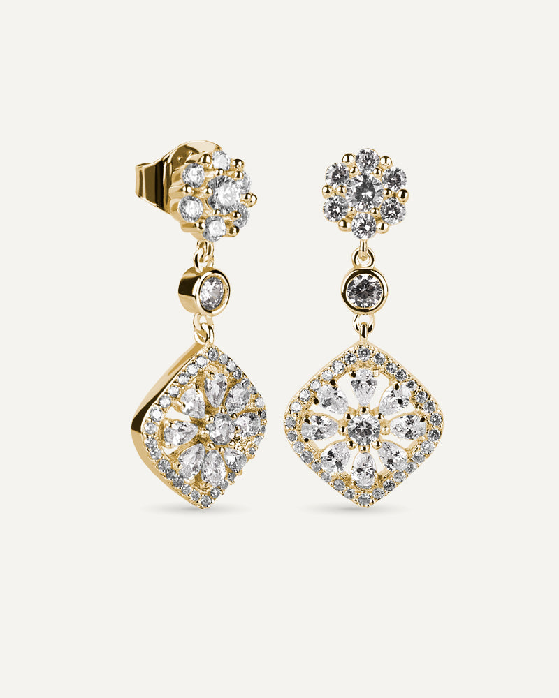 Pendientes BRILLIANT CUT en plata de ley y circonitas Excellence star cut.