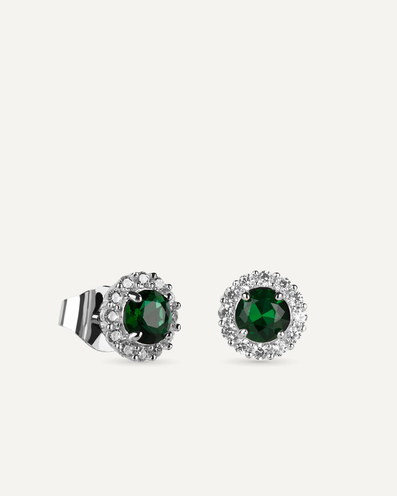 Pendientes BRILLIANT CUT en plata de ley y circonitas Excellence star cut en color verde esmeralda