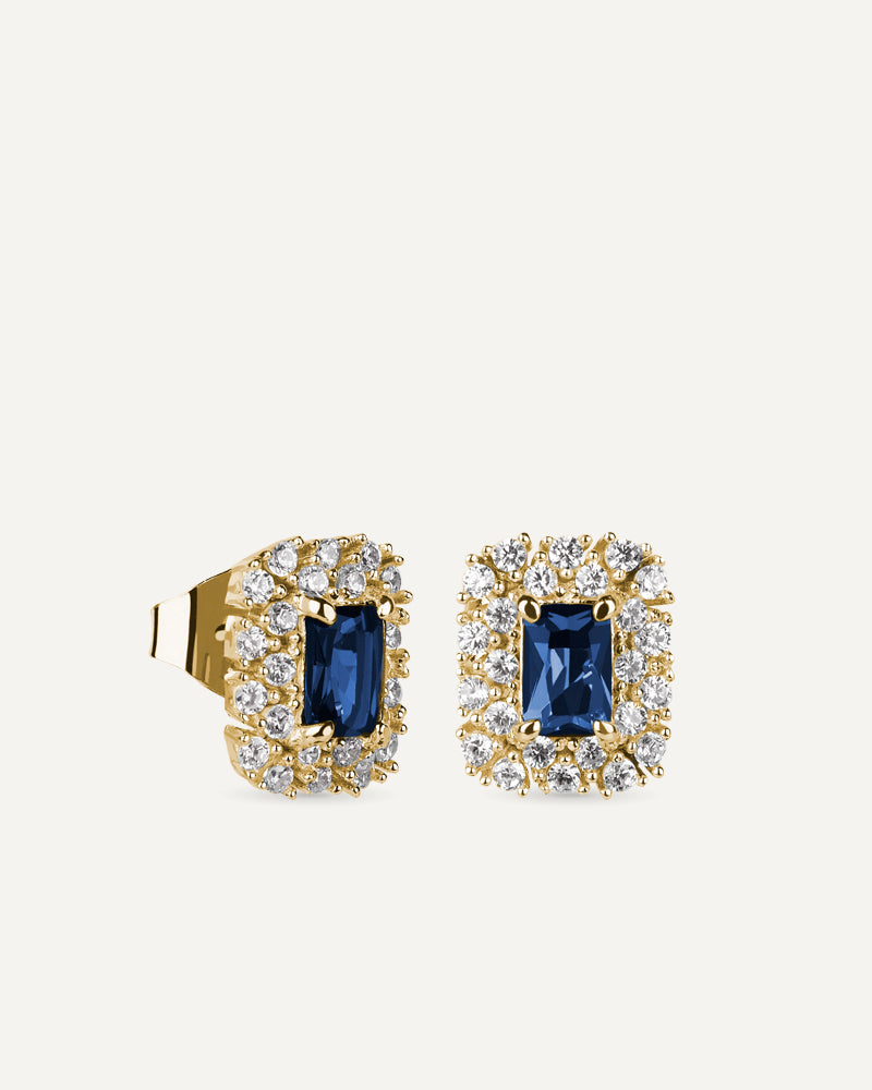 Pendientes BRILLIANT CUT en plata de ley y circonitas Excellence star cut en color azul