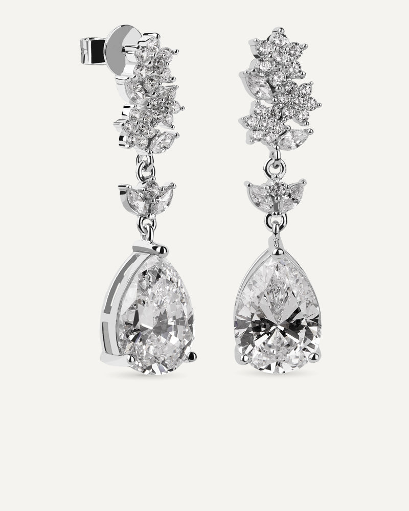 Pendientes BRILLIANT CUT en plata de ley y circonitas Excellence star cut.