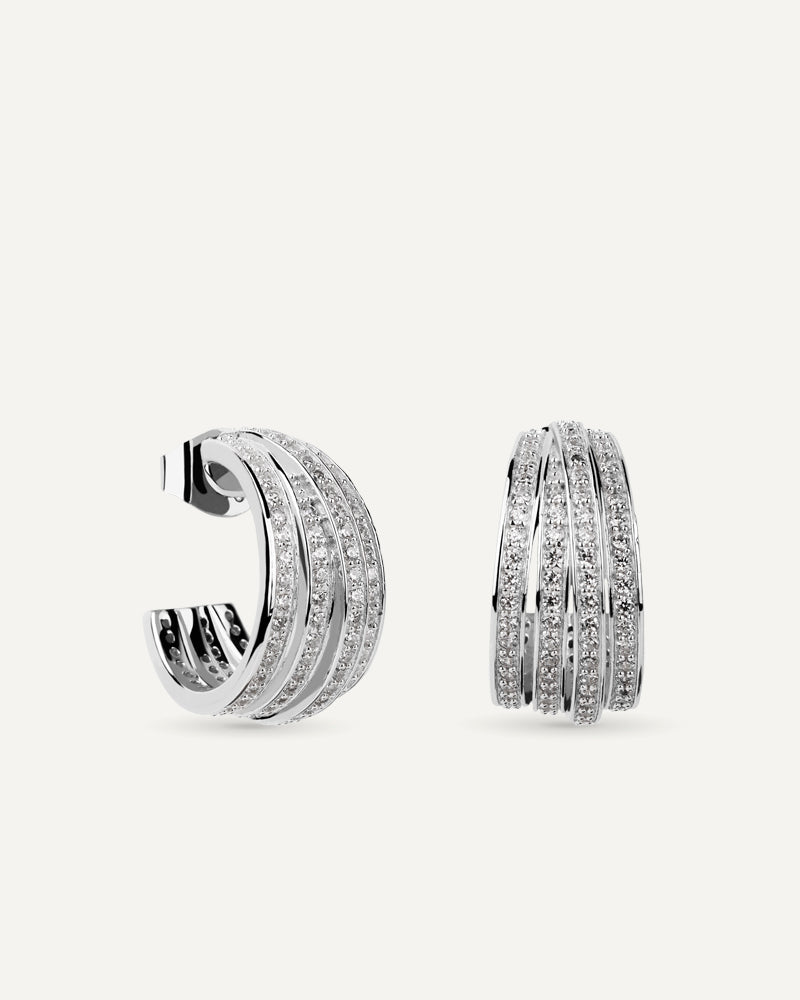 Pendientes BRILLIANT CUT en plata de ley y circonitas Excellence star cut.