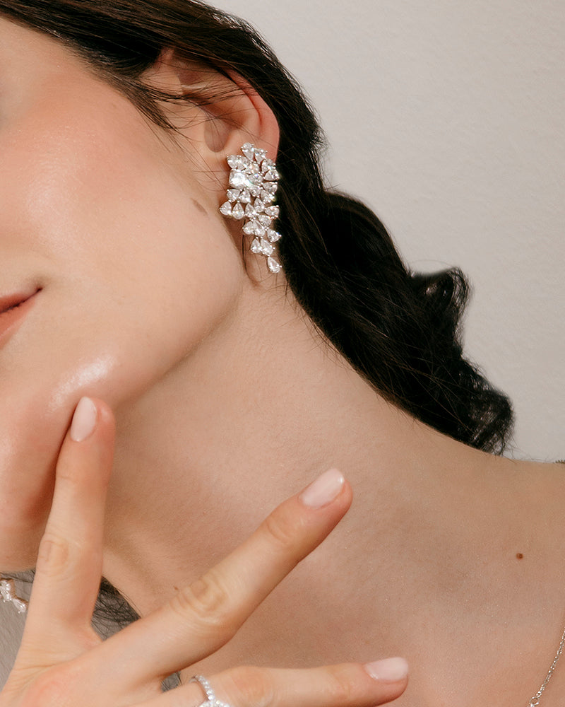 Pendientes BRILLIANT CUT en plata de ley y circonitas Excellence star cut.