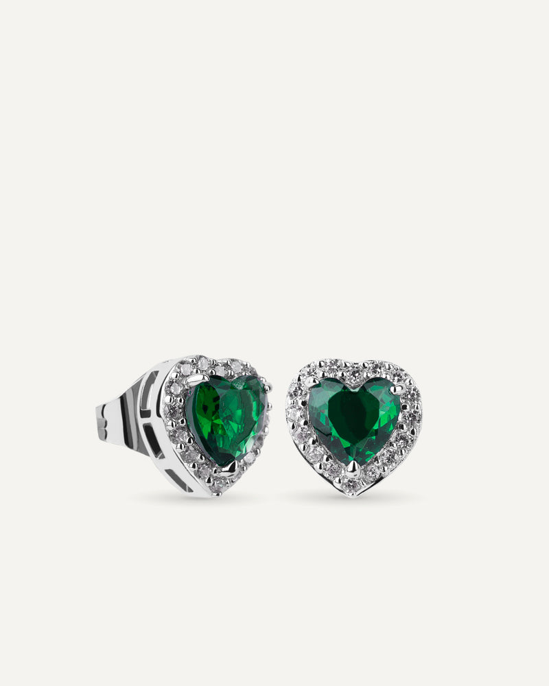 Pendientes BRILLIANT CUT en plata de ley con piedra verde y circonitas Excellence star cut.
