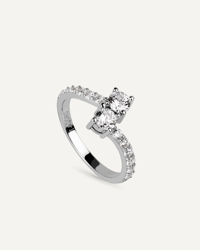 Anillo BRILLIANT CUT "Tu y Yo" en plata de ley con circonitas Excellence star cut