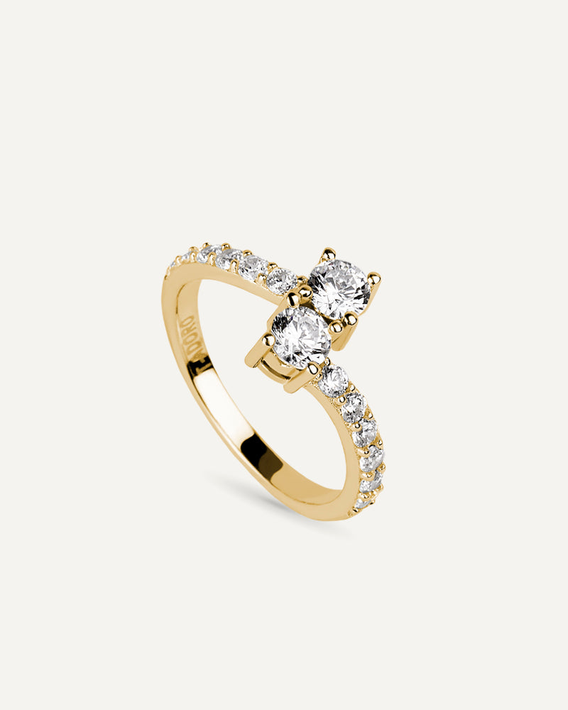 Anillo BRILLIANT CUT "Tu y Yo" en plata de ley con circonitas Excellence star cut