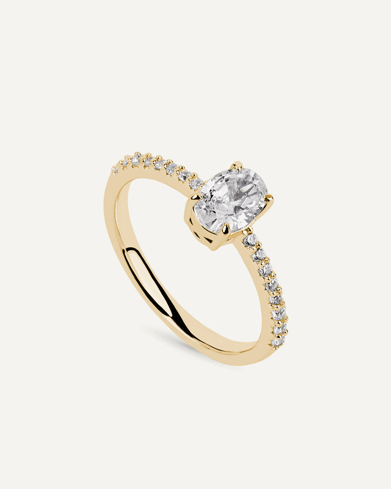 Anillo oval BRILLIANT CUT en plata de ley y circonitas Excellence star cut.