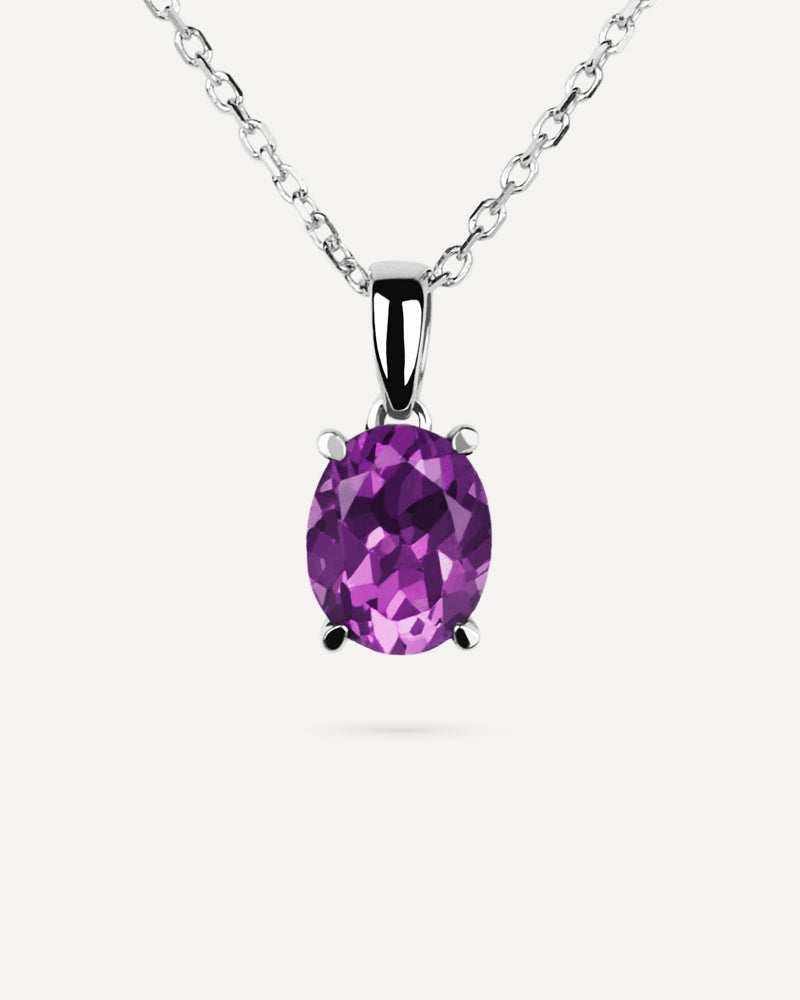 Collar Luxe en plata de ley con amatista en talla oval.