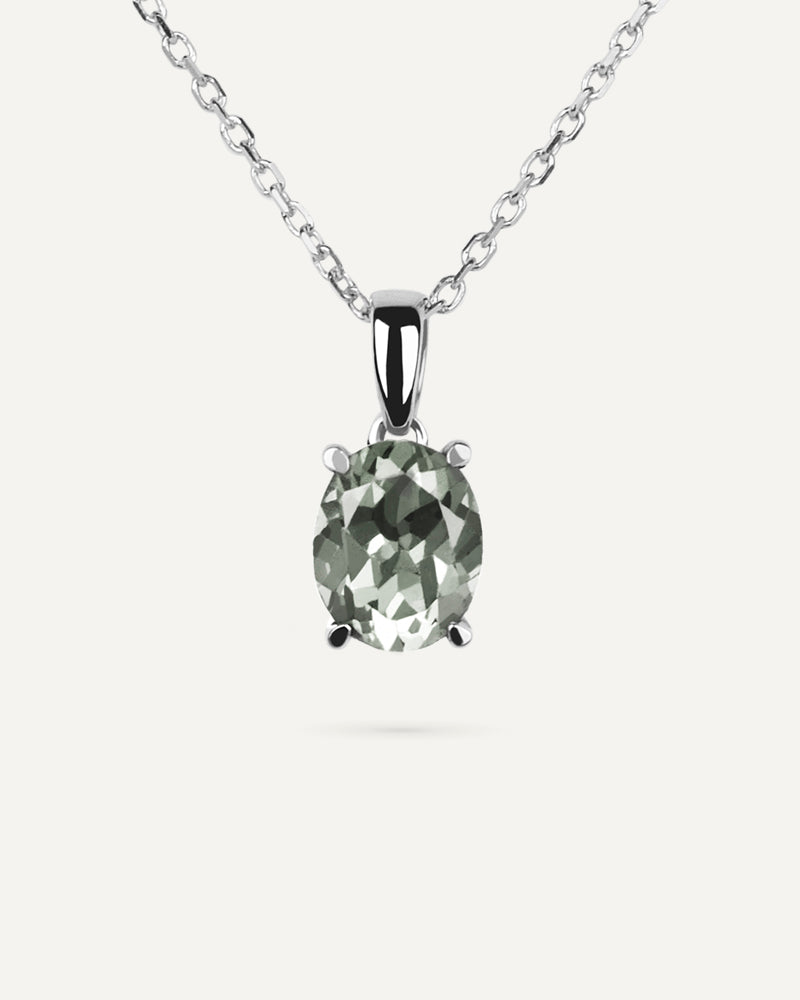 Collar Luxe en plata de ley con amatista verde en talla oval.