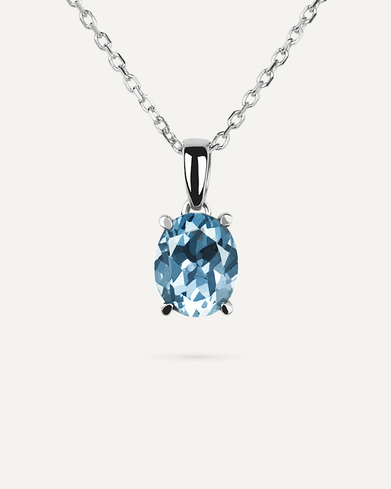 Collar Luxe en plata de ley con topacio azul Sky.