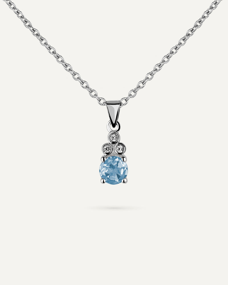 Collar Petite en plata de ley con topacio Sky en talla redonda.&nbsp;