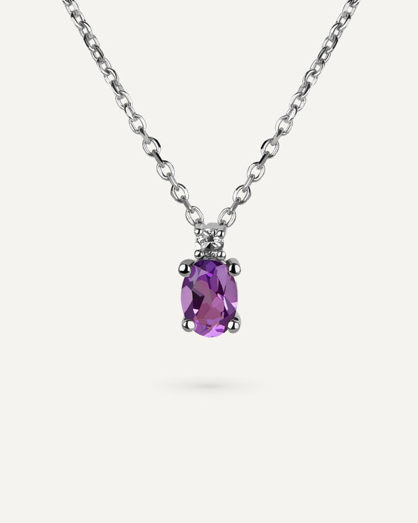 COLLAR CUARZO AMATISTA MORADA Y TOPACIO BLANCO