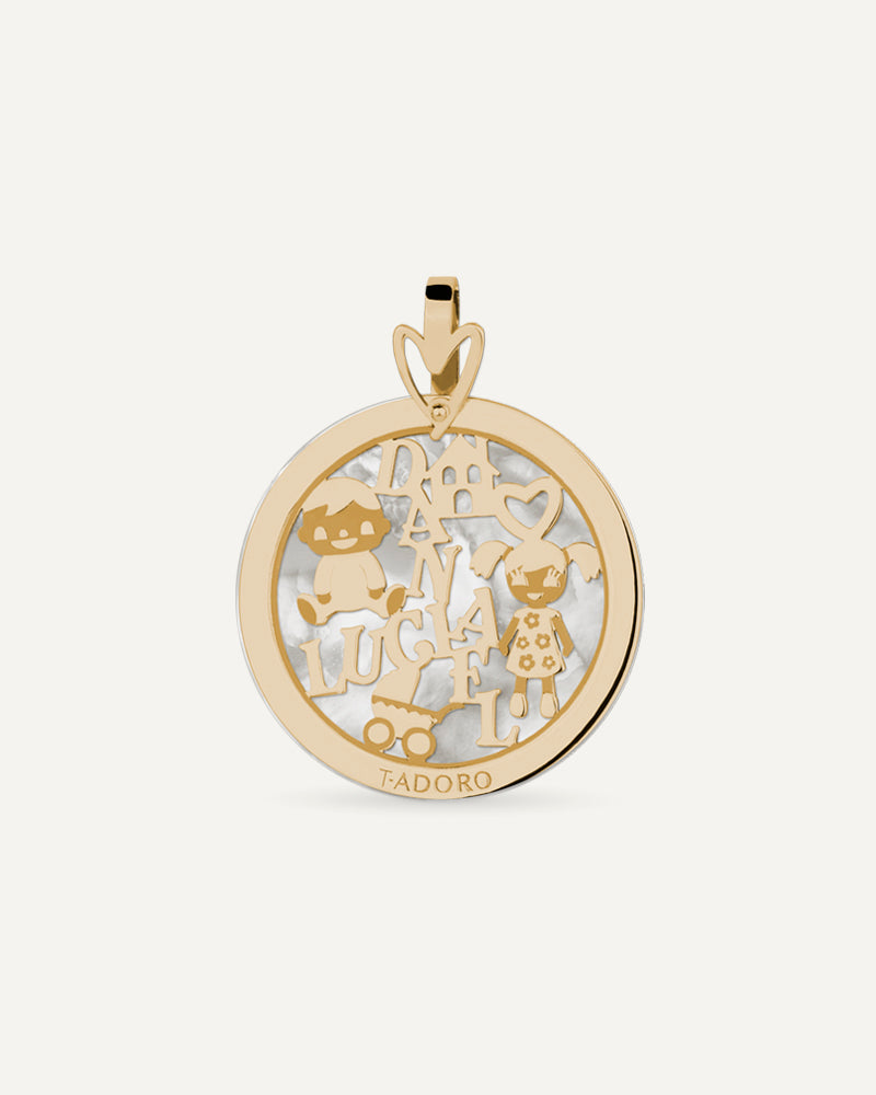 COLGANTE PERSONALIZADO DE 25MM EN ORO Y NÁCAR