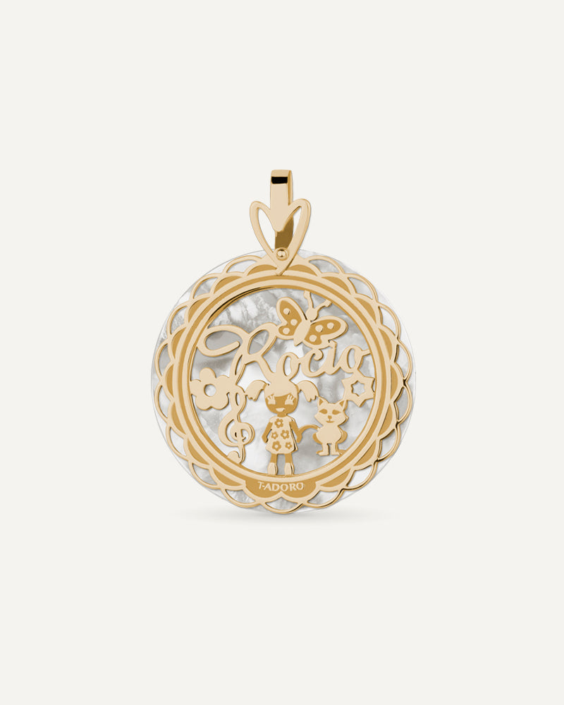COLGANTE PERSONALIZADO DE 25MM EN ORO Y NÁCAR