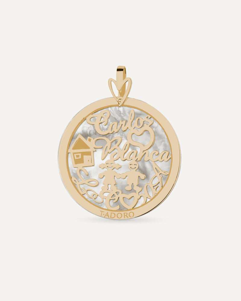 COLGANTE PERSONALIZADO DE 30MM EN ORO Y NÁCAR