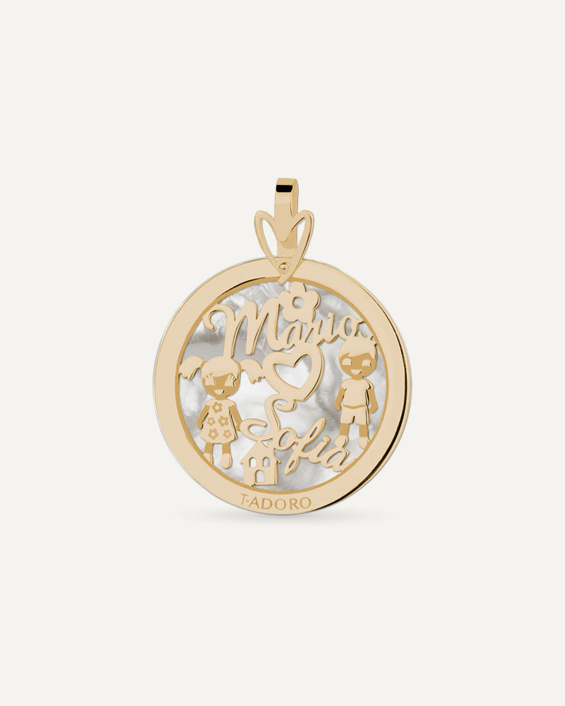 COLGANTE PERSONALIZADO DE 25MM EN ORO Y NÁCAR