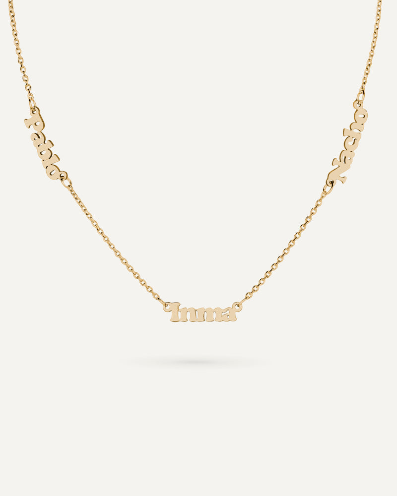COLLAR PERSONALIZADO CON 3 NOMBRES EN PLATA DE LEY