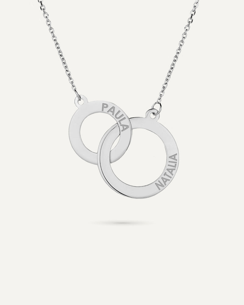 COLLAR PERSONALIZADO 2 AROS 20 Y 16MM EN PLATA