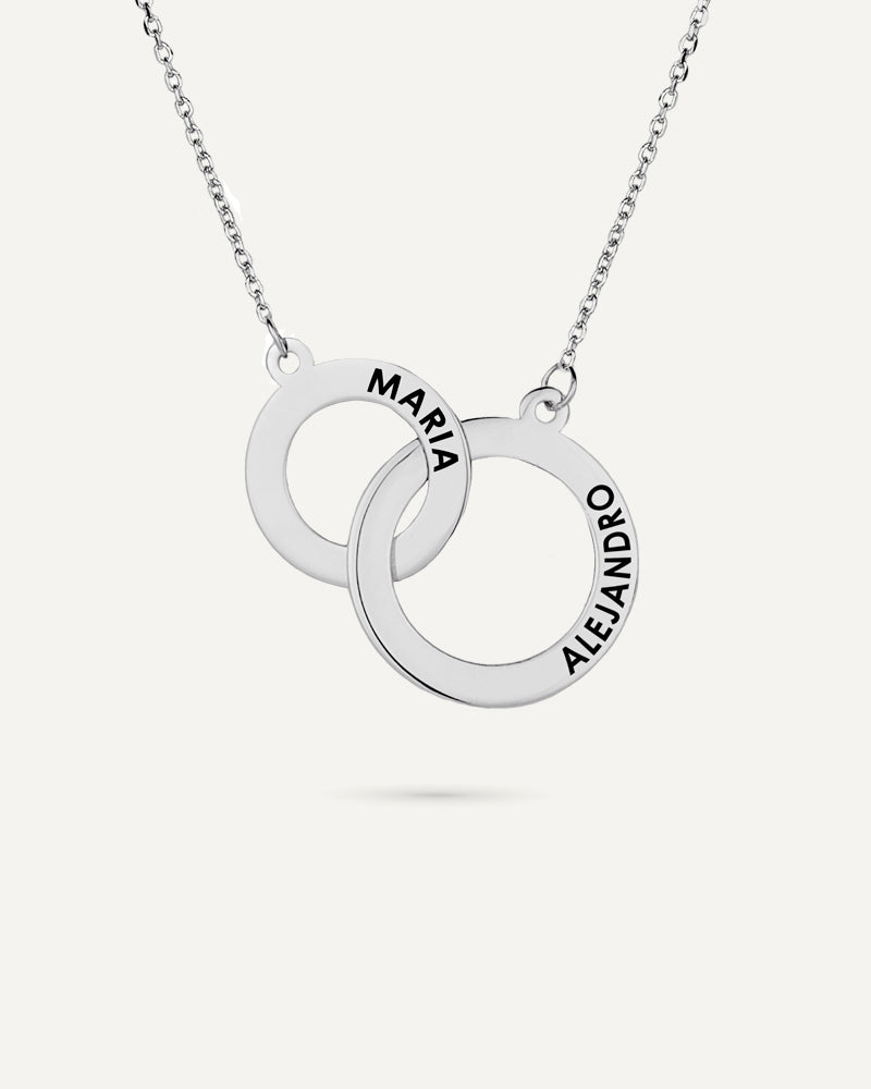 COLLAR PERSONALIZADO 2 AROS 20 Y 16MM EN PLATA ESMALTADA