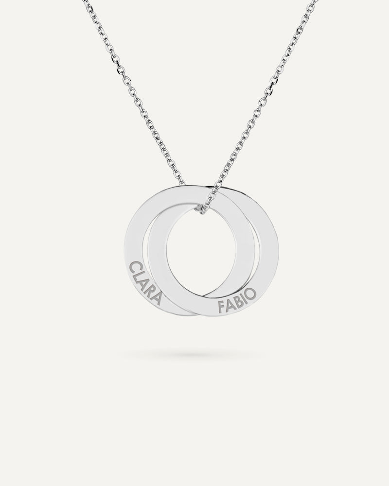 COLLAR PERSONALIZADO 2 AROS 20 Y 20MM EN PLATA