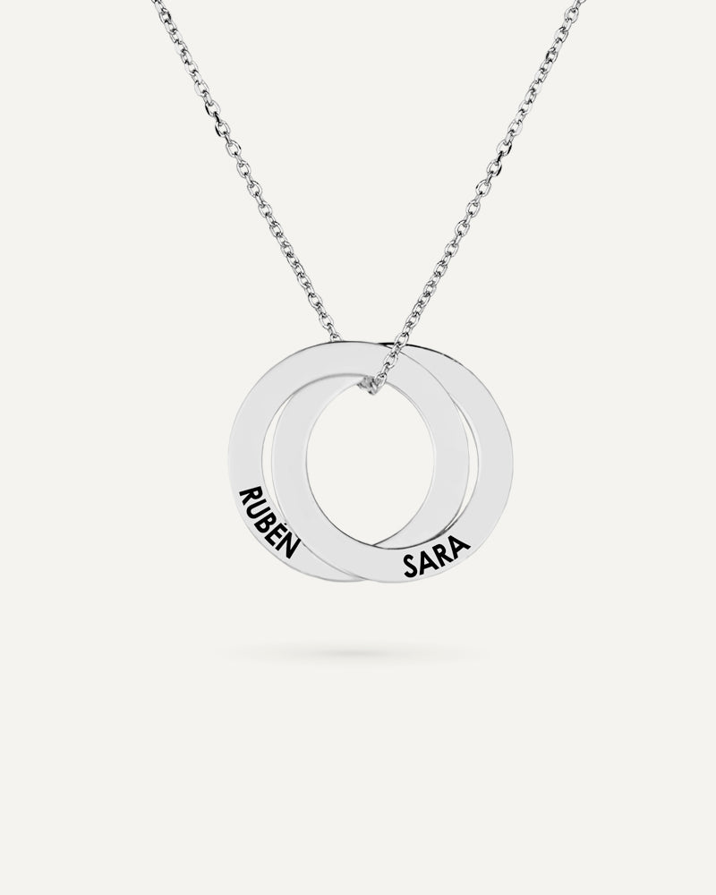 COLLAR PERSONALIZADO 2 AROS 20 Y 20MM EN PLATA ESMALTADA