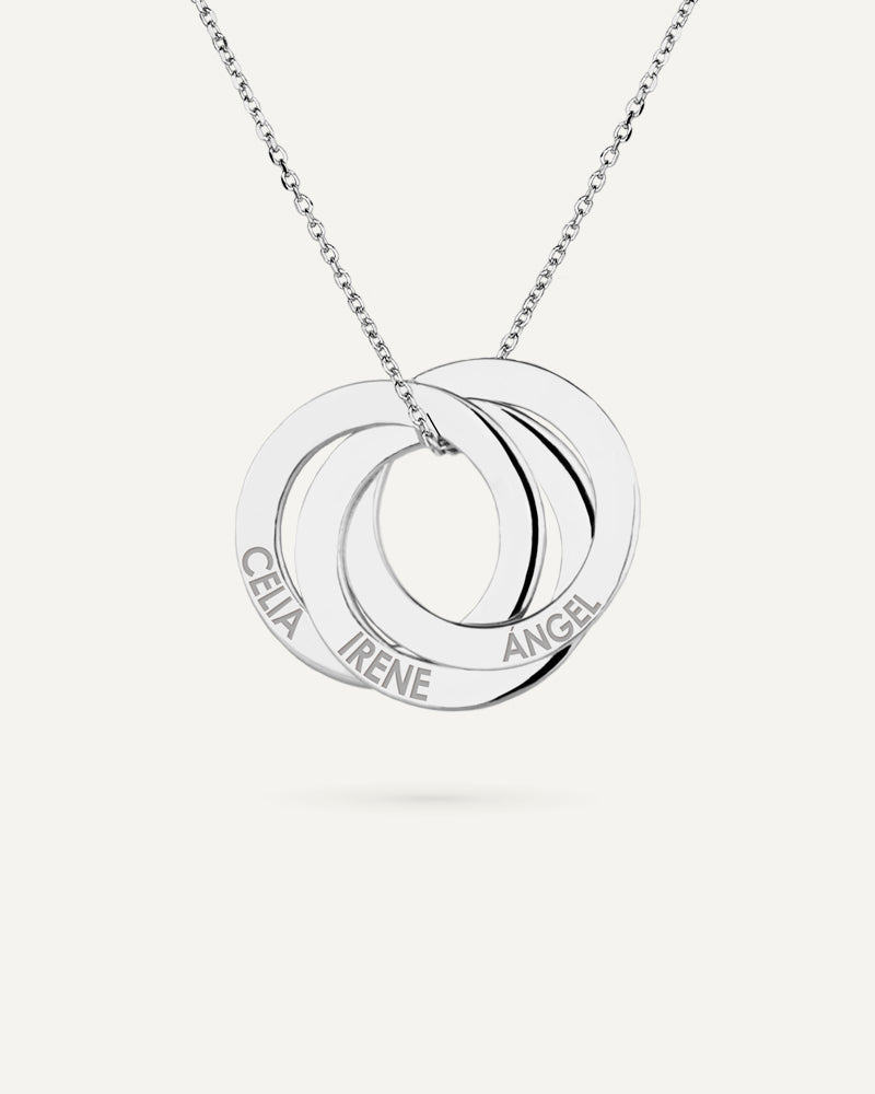 COLLAR PERSONALIZADO 3 AROS DE 20MM EN PLATA