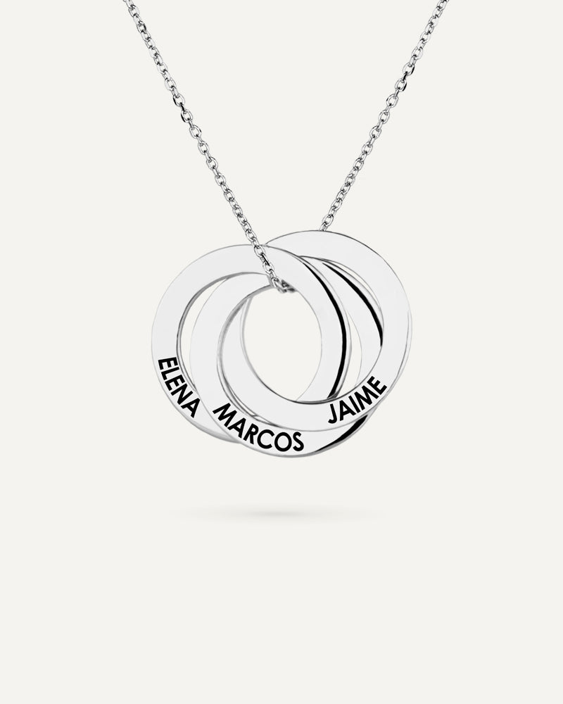 COLLAR PERSONALIZADO 3 AROS DE 20MM EN PLATA ESMALTADA
