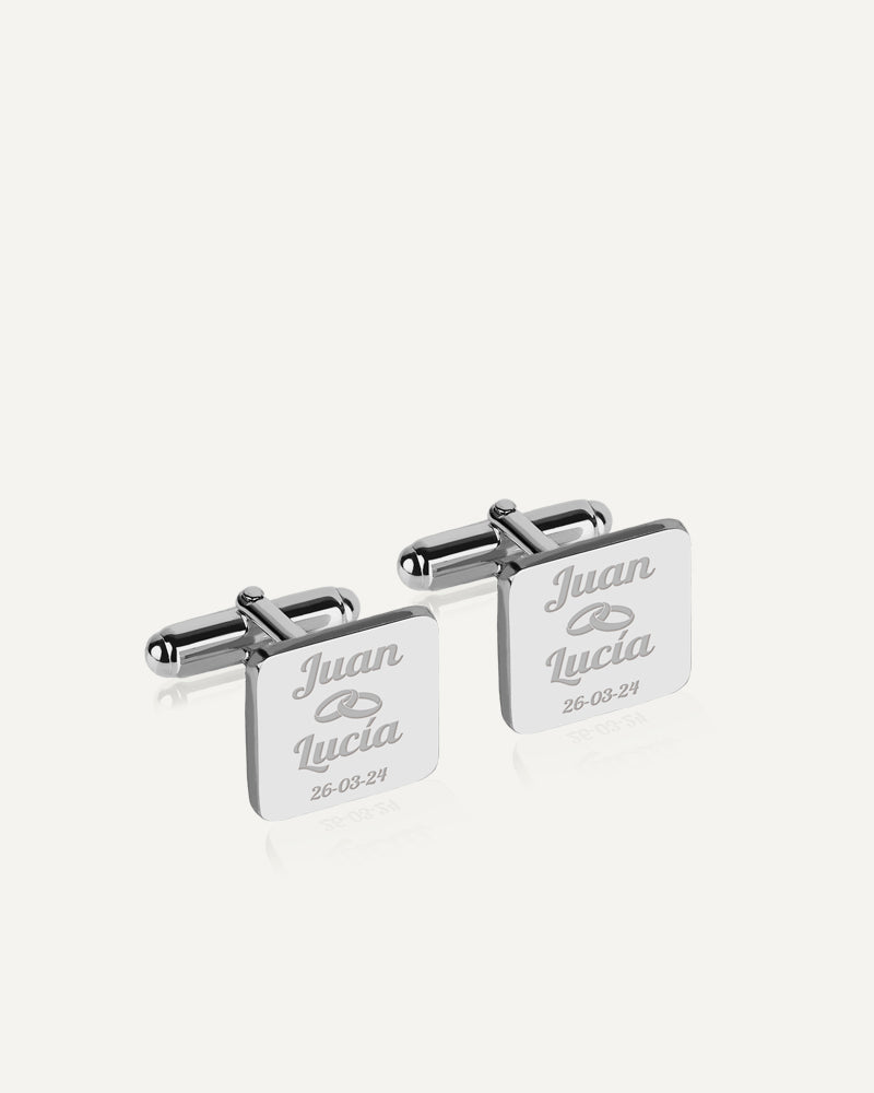 GEMELOS PERSONALIZADOS 16X16MM EN PLATA