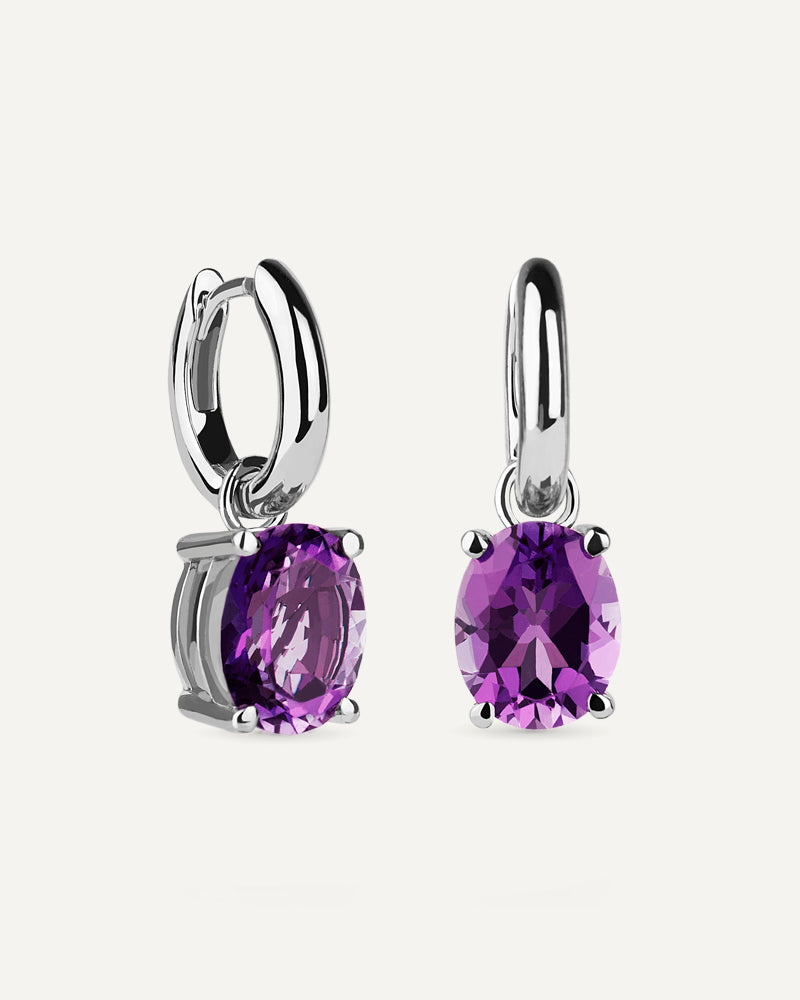 Pendientes Luxe en plata de ley con amatista en talla oval.