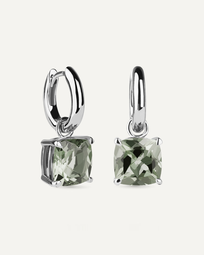 Pendientes Luxe en plata de ley con amatista verde.