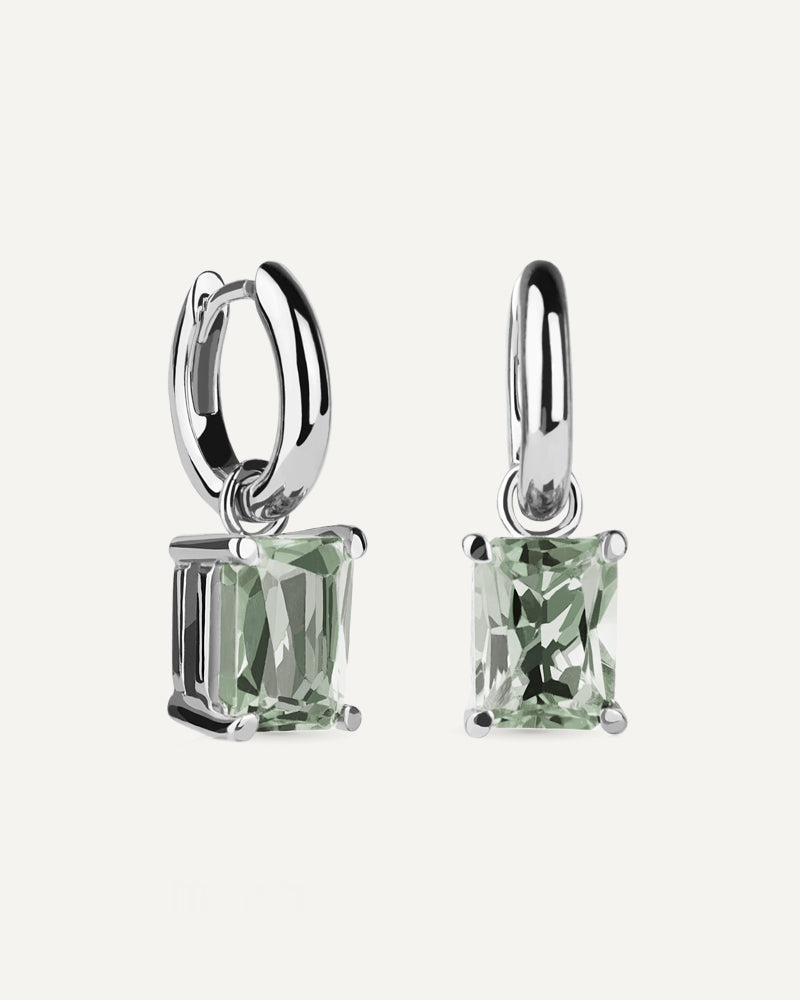 Pendientes Luxe en plata de ley con amatista verde en talla octogonal.