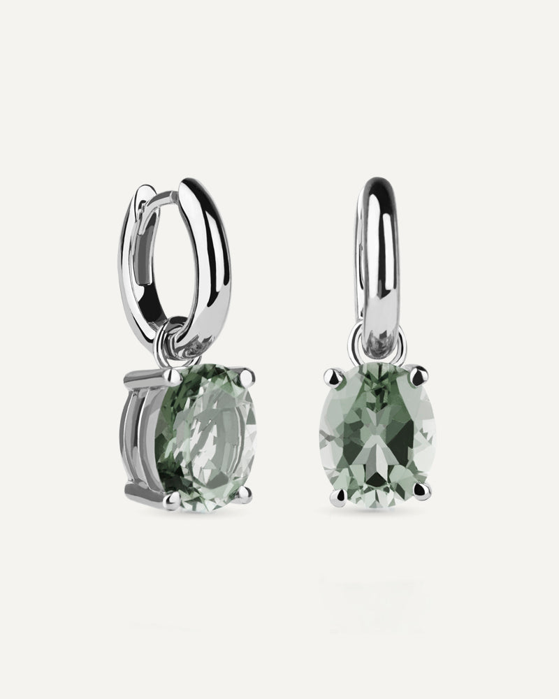 Pendientes Luxe en plata de ley con amatista verde en talla oval.