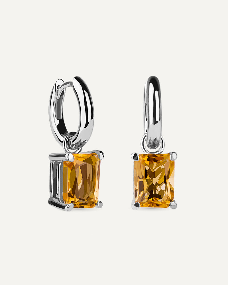 Pendientes Luxe en plata de ley con cuarzo citrino en talla octogonal.